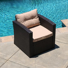 Load image into Gallery viewer, Ariel 4 Piece Patio set with Cushions and Glass Top Table