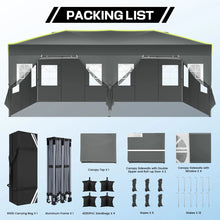 Load image into Gallery viewer, 10x20 Pop Up Canopy Tent, Outdoor Party Tent with 6 Sidewall