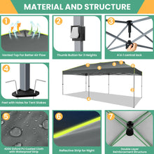 Load image into Gallery viewer, 10x20 Pop Up Canopy Tent, Outdoor Party Tent with 6 Sidewall