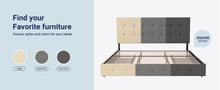 Load image into Gallery viewer, KING Sadie Upholstered Size Platform Bed Frame with 4 Storage Drawers and Headboard, Square Stitched Button Tufted, Mattress Foundation with Wooden Slats Support, No Box Spring Needed, Beige