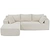 Load image into Gallery viewer, Cloudie 106.3&quot; Cloud Sectional Couch with L-Shape Chaise, No Assembly Required Modular Sofa, Upholstered Boneless Couches for Living Room, Plush Corduroy Fabric (White, Left Facing Chaise)