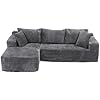 Load image into Gallery viewer, Cloudie-Casual 106.3&quot; Cloud Sectional Couch with L-Shape Chaise,No Assembly Required Modular Sofa,Upholstered Boneless Couches for Living Room, Plush Corduroy Fabric (Grey, Left Facing Chaise)