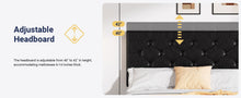 Load image into Gallery viewer, QUEEN Sadie Upholstered Size Platform Bed Frame with 4 Storage Drawers and Headboard, Diamond Stitched Button Tufted, Mattress Foundation with Wooden Slats Support, No Box Spring Needed, Black