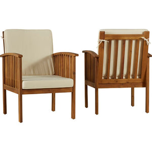 4 Person Solid Arcacia Wood Outdoor Seating Group with Cushions Beige