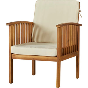 4 Person Solid Arcacia Wood Outdoor Seating Group with Cushions Beige