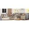 Load image into Gallery viewer, LINSY HOME Living Room Table Sets 4 Piece with TV Stand, Farmhouse TV Stand for 65 Inch TV, Coffee Table with Drawers, Two End Table with Charging Station, Washed Gray