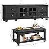 Load image into Gallery viewer, Farmhouse Coffee Table and TV Stand Set of 2, Rustic Wood Living Room Table Set 2 with Center Table, TV Console for Living Room, Black