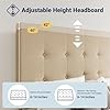 Load image into Gallery viewer, KING Sadie Upholstered Size Platform Bed Frame with 4 Storage Drawers and Headboard, Square Stitched Button Tufted, Mattress Foundation with Wooden Slats Support, No Box Spring Needed, Beige