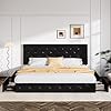 Load image into Gallery viewer, KING Sadie Size Black Metal Faux Leather Platform Bed Frame with 4 Drawers