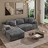 Load image into Gallery viewer, Cloudie-Casual 106.3&quot; Cloud Sectional Couch with L-Shape Chaise,No Assembly Required Modular Sofa,Upholstered Boneless Couches for Living Room, Plush Corduroy Fabric (Grey, Left Facing Chaise)