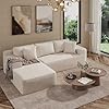 Load image into Gallery viewer, Cloudie 106.3&quot; Cloud Sectional Couch with L-Shape Chaise, No Assembly Required Modular Sofa, Upholstered Boneless Couches for Living Room, Plush Corduroy Fabric (White, Left Facing Chaise)