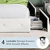 Load image into Gallery viewer, QUEEN Sadie Upholstered Size Platform Bed Frame with 4 Storage Drawers and Headboard, Diamond Stitched Button Tufted, Mattress Foundation with Wooden Slats Support, No Box Spring Needed, White