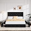 Load image into Gallery viewer, QUEEN Sadie Upholstered Size Platform Bed Frame with 4 Storage Drawers and Headboard, Diamond Stitched Button Tufted, Mattress Foundation with Wooden Slats Support, No Box Spring Needed, Black