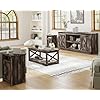 Load image into Gallery viewer, AMERLIFE 4-Piece Farmhouse Table Set Includes Sliding Barn Door TV Stand, Coffee Table&amp; Two End Tables, Side Table with Charging Station and USB Ports, for Living Room, Dark Oak, 66&quot;