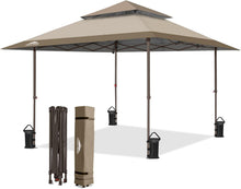 Load image into Gallery viewer, EAGLE PEAK 13x13 Straight Leg Pop Up Canopy Tent Instant Outdoor Canopy Easy Single Person Set up Folding Shelter w/Auto Extending Eaves 169 Square Feet of Shade (Beige)