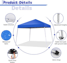 Load image into Gallery viewer, Pop-up Canopy Tent, 10x10 Foot, Slant Legs with Carrying Bag, Gazebo Shelter for Patio Deck Garden and Beach, 8x8 Foot Cover Included, Blue