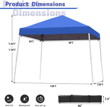 Load image into Gallery viewer, Pop-up Canopy Tent, 10x10 Foot, Slant Legs with Carrying Bag, Gazebo Shelter for Patio Deck Garden and Beach, 8x8 Foot Cover Included, Blue