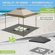 Load image into Gallery viewer, EAGLE PEAK 13x13 Straight Leg Pop Up Canopy Tent Instant Outdoor Canopy Easy Single Person Set up Folding Shelter w/Auto Extending Eaves 169 Square Feet of Shade (Beige)