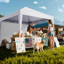 Load image into Gallery viewer, Driftalia 10x10 Pop Up Canopy with Sidewalls, Outdoor Instant Canopy Tent with Carry Bag for Commercial Events, Camping, Backyard Parties - White