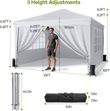 Load image into Gallery viewer, Driftalia 10x10 Pop Up Canopy with Sidewalls, Outdoor Instant Canopy Tent with Carry Bag for Commercial Events, Camping, Backyard Parties - White