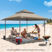 Load image into Gallery viewer, EAGLE PEAK 13x13 Straight Leg Pop Up Canopy Tent Instant Outdoor Canopy Easy Single Person Set up Folding Shelter w/Auto Extending Eaves 169 Square Feet of Shade (Beige)