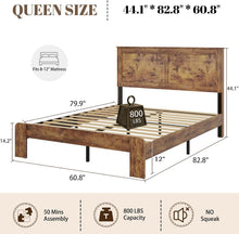 Load image into Gallery viewer, FULL Wooden Bed Frame with Headboard - Farmhouse Platform Bed Frame, Wood Slat Support, No Box Spring Needed &amp; Easy Assembly with Large Under Bed Storage (Rustic Brown) (Copy)