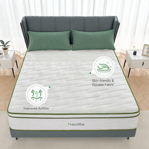 KING Novilla Mattress, 12 Inch MEDIUM FIRM Hybrid Mattress with Cool Gel Memory Foam
