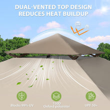 Load image into Gallery viewer, EAGLE PEAK 13x13 Straight Leg Pop Up Canopy Tent Instant Outdoor Canopy Easy Single Person Set up Folding Shelter w/Auto Extending Eaves 169 Square Feet of Shade (Beige)