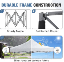 Load image into Gallery viewer, OLIXIS 10x10 FT Pop Up Canopy Tent, Sun Shade Instant Canopy with Windproof Sand Bags, Heavy Duty Portable Outdoor Shelter for Beach Yard Party Events, Bright White