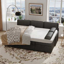 Load image into Gallery viewer, 80" L-Shaped Sleeper Sectional Sofa with Pull-Out Bed and Storage Chaise, for Living Room Office