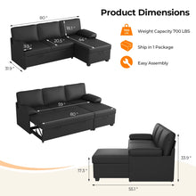 Load image into Gallery viewer, 80" L-Shaped Sleeper Sectional Sofa with Pull-Out Bed and Storage Chaise, for Living Room Office