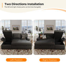 Load image into Gallery viewer, 80" L-Shaped Sleeper Sectional Sofa with Pull-Out Bed and Storage Chaise, for Living Room Office