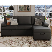 Load image into Gallery viewer, 80" L-Shaped Sleeper Sectional Sofa with Pull-Out Bed and Storage Chaise, for Living Room Office