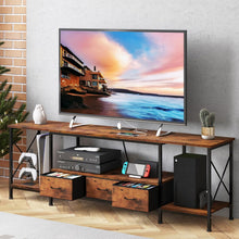 Load image into Gallery viewer, Fixwal 65 Inch TV Stand Entertainment Center with Storage and Power Outlets Fabric Drawers, 60 70 TV Console Table with Metal Frame Shelves for Living Room, Bedroom - 63" Rustic Brown