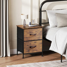 Load image into Gallery viewer, WLIVE Night Stand Set of 2, Small Dresser with 2 Drawers &amp; Wooden Top, Nightstand with Fabric Bins, Bedside Table End Table for Bedroom, Closet, Entryway, College Dorm, Rustic Brown