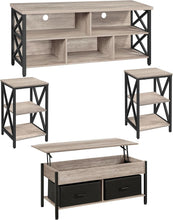 Load image into Gallery viewer, Yaheetech 4 Pieces Living Room Table Sets - Includes TV Stand with Storage for 65 in TV, Lift-top Coffee Table with Baskets, 2 Set End Side Table for Home, Gray