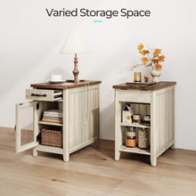 Load image into Gallery viewer, LINSY HOME Living Room Table Sets 4 Piece with TV Stand, Farmhouse TV Stand for 65 Inch TV, Coffee Table with Drawers, Two End Table with Charging Station, Washed Gray