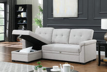 Load image into Gallery viewer, Lila Home Linen 85&quot; Reversible Sleeper Sectional Sofa with Storage Chaise LIGHYT GRAY