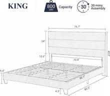 Load image into Gallery viewer, QUEEN Alto Fabric Upholstered Platform Bed Frame with Headboard and Wooden Slats, Beige
