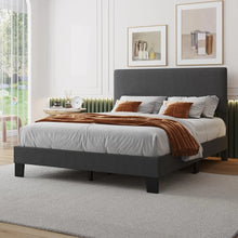 Load image into Gallery viewer, QUEEN Joey Platform Bed Frame with Headboard,Linen Upholstered Bed Frame with Wood Slats Support,