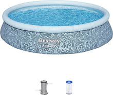 Load image into Gallery viewer, Bestway Fast Set Round Inflatable Pool Set, 13ft x 33in | Rattan Print | Circular Above Ground Pool | Includes Filter Pump, Repair Patch &amp; Cover