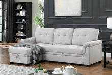 Load image into Gallery viewer, Lila Home Linen 85&quot; Reversible Sleeper Sectional Sofa with Storage Chaise LIGHYT GRAY