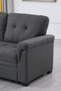 Lila Home Linen 85" Reversible Sleeper Sectional Sofa with Storage Chaise DARK GRAY