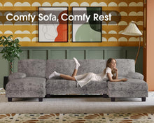 Load image into Gallery viewer, Furmax Sectional Couches for Living Room, U-Shaped Sofa Couch with Linen Fabric, 4 Seat Sofa Set with Double Chaise for Apartment (Chenille, Grey)