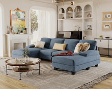 Load image into Gallery viewer, Furmax Sectional Couches for Living Room, U-Shaped Sofa Couch with Linen Fabric, 4 Seat Sofa Set with Double Chaise for Apartment (Chenille, Grey)