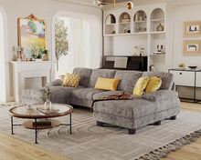 Load image into Gallery viewer, Furmax Sectional Couches for Living Room, U-Shaped Sofa Couch with Linen Fabric, 4 Seat Sofa Set with Double Chaise for Apartment (Chenille, Grey)