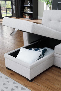 Lila Home Linen 85" Reversible Sleeper Sectional Sofa with Storage Chaise LIGHYT GRAY
