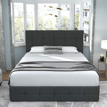 Load image into Gallery viewer, QUEEN Sadie Upholstered Platform Bed Frame with 4 Storage Drawers and Headboard DARK GRAY