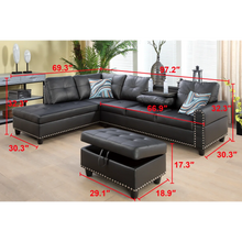 Load image into Gallery viewer, Adebisi 3 - Piece Faux Leather Sectional with Storage Ottoman