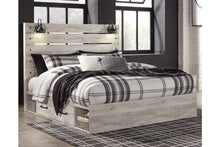 Load image into Gallery viewer, Cambeck Whitewash King Storage Platform Bed with 4 Drawers
